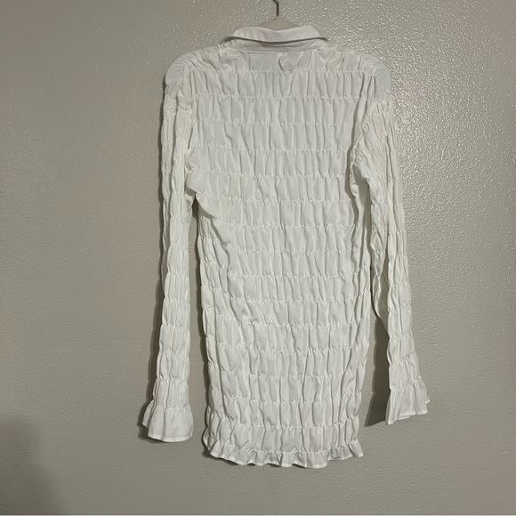 PLT Textured White Long Sleeve Blouse Size 6 - Picture 4 of 5
